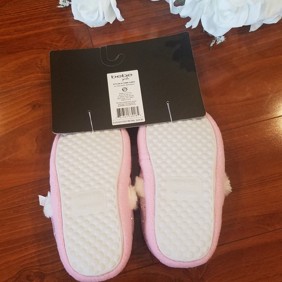 Bebe Girls Pink Glitter Slippers XL (11-12) - Picture 5 of 8
